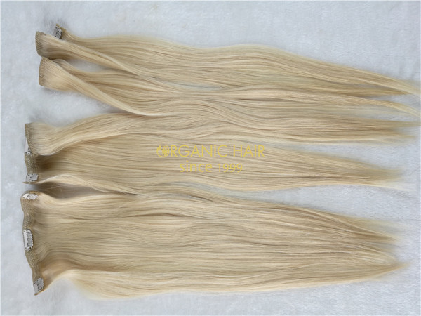 Human hair clip in extensions #60color double drawn X11